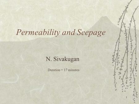Permeability and Seepage
