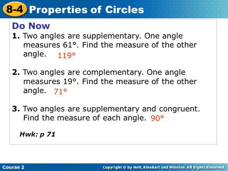 8-4 Properties of Circles Do Now