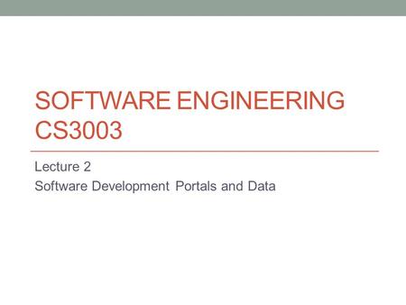 Software Engineering CS3003