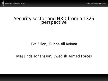 Security sector and HRD from a 1325 perspective