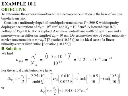 EXAMPLE 10.1 OBJECTIVE Solution
