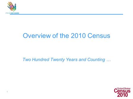1 Overview of the 2010 Census Two Hundred Twenty Years and Counting …