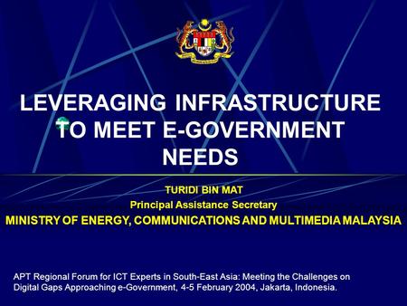 LEVERAGING INFRASTRUCTURE TO MEET E-GOVERNMENT NEEDS