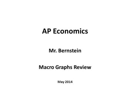 AP Economics Mr. Bernstein Macro Graphs Review May 2014.