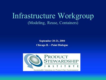 Infrastructure Workgroup (Modeling, Reuse, Containers) September 20-21, 2004 Chicago Il. – Paint Dialogue.