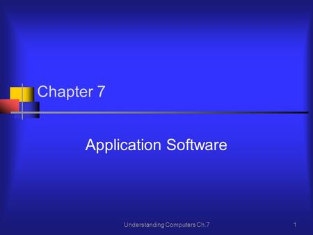 Understanding Computers Ch.71 Chapter 7 Application Software.