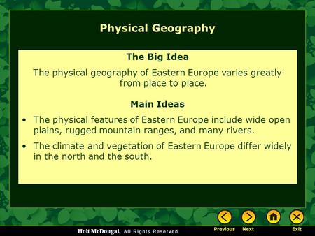 Physical Geography The Big Idea