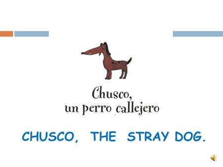 CHUSCO, THE STRAY DOG. Chusco was a very old stray dog who lived in a dark alley; so dark, he could barely see who was around.