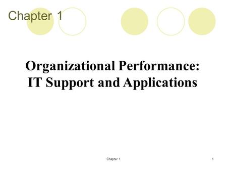 Chapter 11 Organizational Performance: IT Support and Applications.