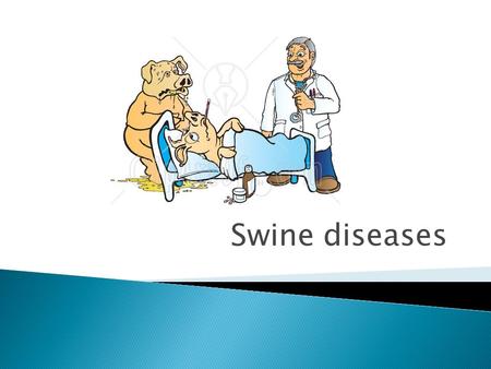 Swine diseases.  Mange: Sarcoptes scabei var suis  Greasy pig disease: Staphylococcus hyicus: Gram-positive coccus  Swine pox: Swine pox virus  Erysipelas: