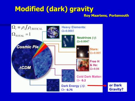 Modified (dark) gravity Roy Maartens, Portsmouth or Dark Gravity? 0.75 0.2.