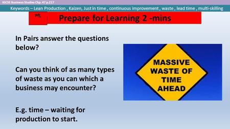 Prepare for Learning 2 -mins