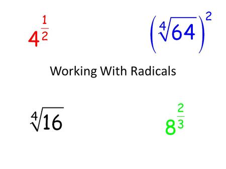 Working With Radicals. Do Now Simplify each of the exponential expressions.