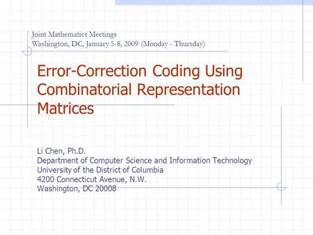 Error-Correction Coding Using Combinatorial Representation Matrices