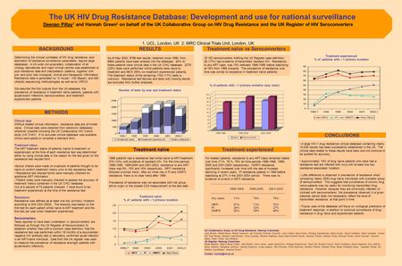 The UK HIV Drug Resistance Database: Development and use for national surveillance BACKGROUND Deenan Pillay 1 and Hannah Green 2 on behalf of the UK Collaborative.