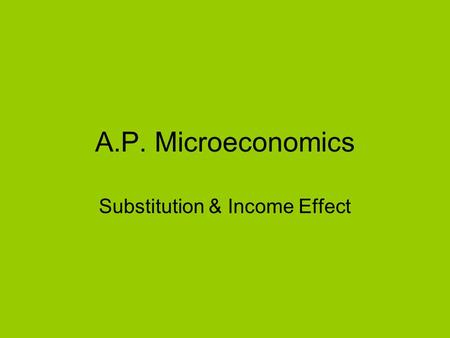 A.P. Microeconomics Substitution & Income Effect.