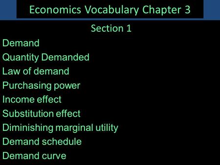 Economics Vocabulary Chapter 3