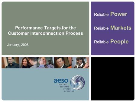 Reliable Power Reliable Markets Reliable People Performance Targets for the Customer Interconnection Process January, 2008.