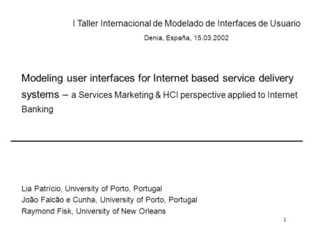 I Taller Internacional de Modelado de Interfaces de Usuario