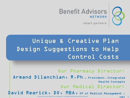 Unique & Creative Plan Design Suggestions to Help Control Costs