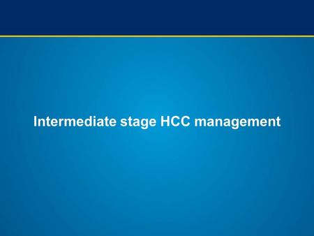 Intermediate stage HCC management
