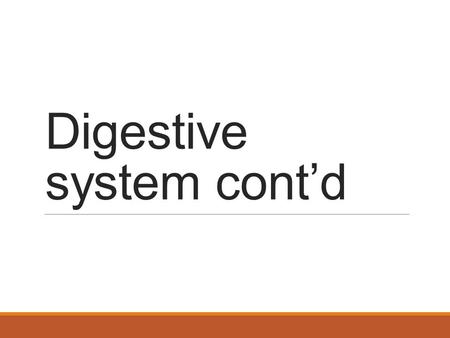 Digestive system cont’d