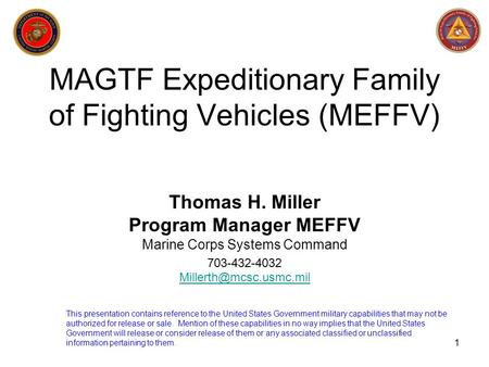 MAGTF Expeditionary Family of Fighting Vehicles (MEFFV)