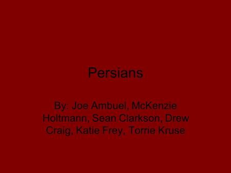Persians By: Joe Ambuel, McKenzie Holtmann, Sean Clarkson, Drew Craig, Katie Frey, Torrie Kruse.