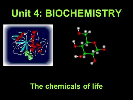 Unit 4: BIOCHEMISTRY The chemicals of life. A. Atoms 1. Made of 3 Particles: a. _________ - located in the _________ _________ charge; determine the element.