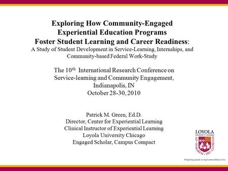 Exploring How Community-Engaged Experiential Education Programs Foster Student Learning and Career Readiness: A Study of Student Development in Service-Learning,