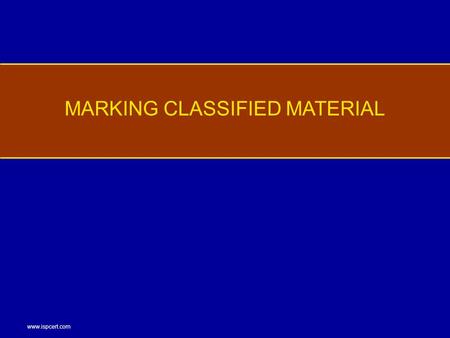 MARKING CLASSIFIED MATERIAL
