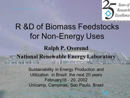 R &D of Biomass Feedstocks for Non-Energy Uses