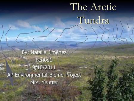 The Arctic Tundra By: Natalie Jiménez Period19/10/2011 AP Environmental Biome Project Mrs. Yeutter.