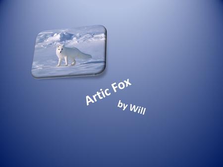 Artic Fox by Will Introduction Hi my name is Will. My animal is a artic fox.