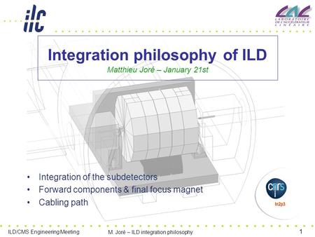 1 ILD/CMS Engineering Meeting M. Joré – ILD integration philosophy Integration philosophy of ILD Matthieu Joré – January 21st Integration of the subdetectors.