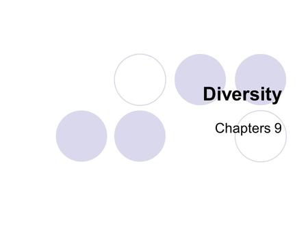 Diversity Chapters 9. Think, Pair, Share Situation…  You are planning a trip with 20 people  The goal of the trip is to take a diverse group of people.