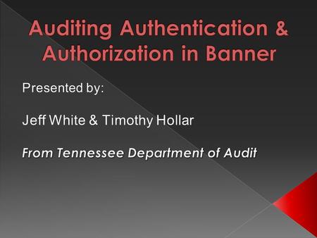 Auditing Authentication & Authorization in Banner