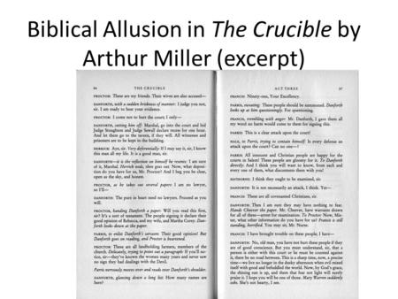 Biblical Allusion in The Crucible by Arthur Miller (excerpt)