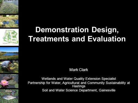 Demonstration Design, Treatments and Evaluation Mark Clark Wetlands and Water Quality Extension Specialist Partnership for Water, Agricultural and Community.