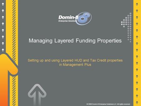 Managing Layered Funding Properties Setting up and using Layered HUD and Tax Credit properties in Management Plus © 2009 Domin-8 Enterprise Solutions LLC.