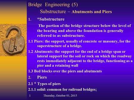 Bridge Engineering (5) Substructure – Abutments and Piers