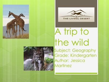 A trip to the wild Subject: Geography Grade: Kindergarten Author: Jessica Martinez.