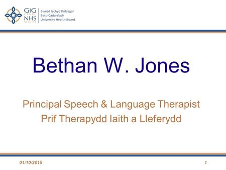 Bethan W. Jones Principal Speech & Language Therapist
