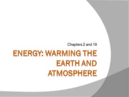 Energy: Warming the earth and Atmosphere