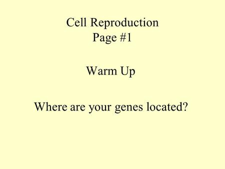 Cell Reproduction Page #1