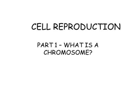 PART 1 – WHAT IS A CHROMOSOME?