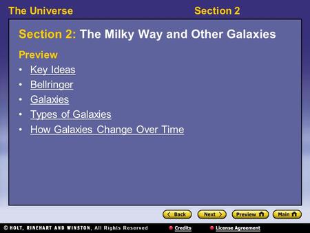 Section 2: The Milky Way and Other Galaxies