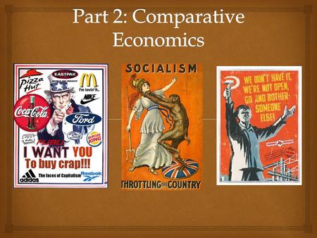   Examining FOUR different kinds of economies and how they answer the 5 Questions of Economics (remember my song)  Examining the Principles of Capitalism.