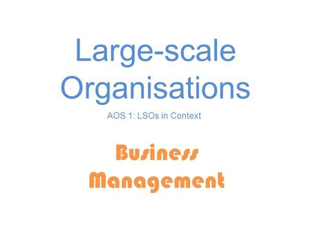 Large-scale Organisations Business Management AOS 1: LSOs in Context.