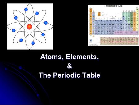 Atoms, Elements, & The Periodic Table. Matter – anything that has mass & volume Matter – anything that has mass & volume Element – a substance composed.